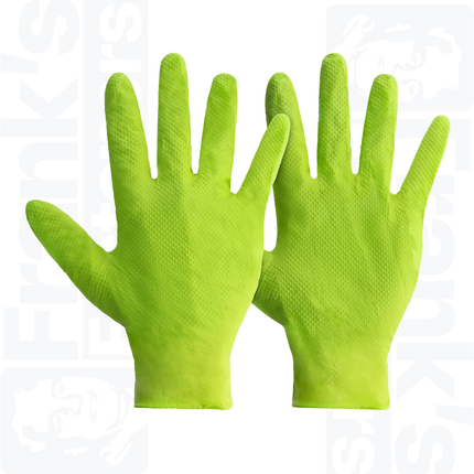 Size 7/Small Mercator Ideall Grip+ Green Nitrile Diamond Disposable Gloves, Box of 50