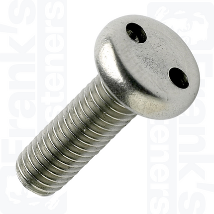 M6 x 40mm Pan Head 2-Hole Machine Screw - Stainless Steel (A2) (Box of 100)