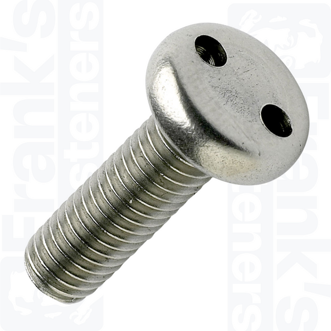 M6 x 40mm Pan Head 2-Hole Machine Screw - Stainless Steel (A2) (Box of 100)