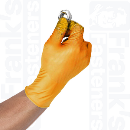 Size 8/Medium Grippaz Orange Semi-Disposable Nitrile Fishscale Gloves (Pack of 50)
