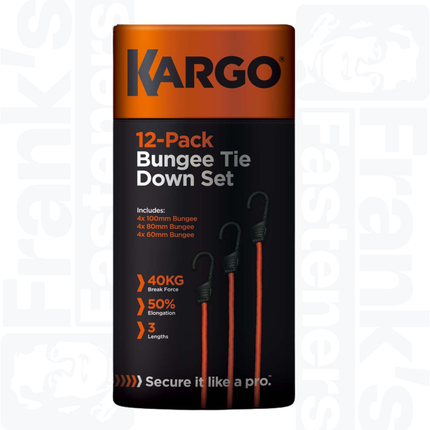 KARGO Hook Bungees, 12 pack