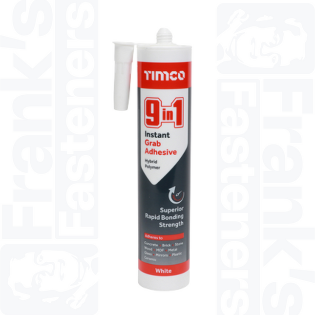 TIMCO 9 in 1 Instant Grab Adhesive, White 290ml