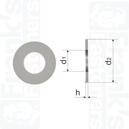 6BA Flat Washer Table 1, Stainless Steel A2
