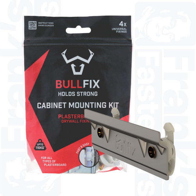 Bullfix Kitchen Wall Bracket Kit & Heavy Duty Plasterboard Fixings, Pack of 4