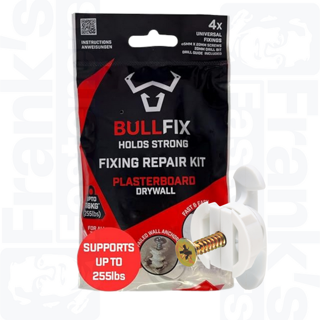 Bullfix Repair Kit with Heavy Duty Plasterboard Fixings, Pack of 4