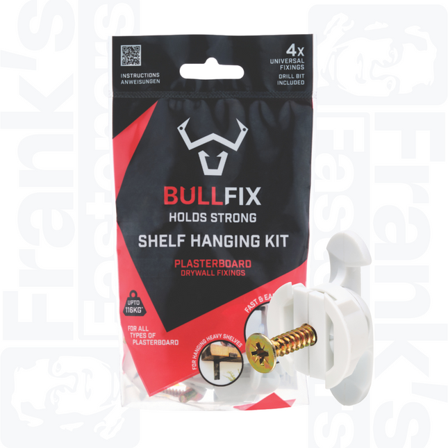Bullfix Shelf Heavy Duty Plasterboard  Fixings, Pack of 4