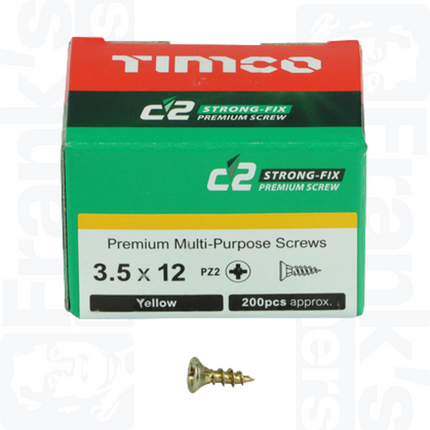 3.5 x 12mm C2 Strong-Fix PZ Double Countersunk, Yellow