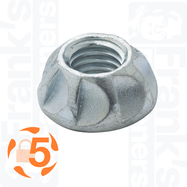 M10 Kinmar® Permanent Nut, Zinc Plated Steel (100)