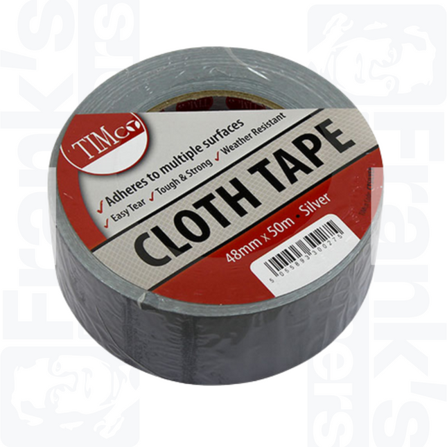 50m x 48mm Silver Cloth Tape
