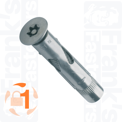 M8 x 80mm Countersunk 6-Lobe Pin Sleeve Anchor, Stainless Steel A2 (50)