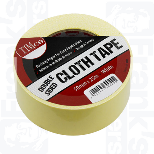 25m x 50mm White Double Sided Cloth Tape