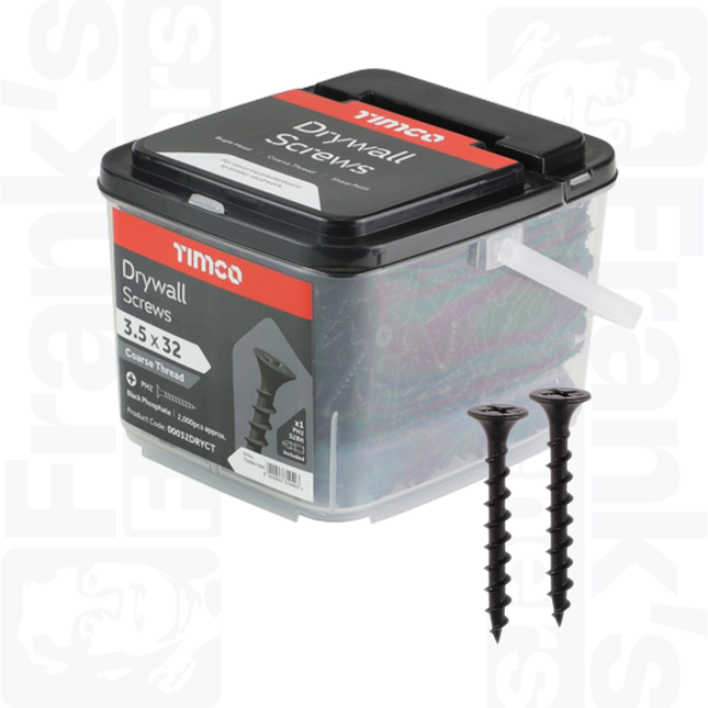3.5 x 32mm Drywall Screws PH Bugle Coarse Thread, Black