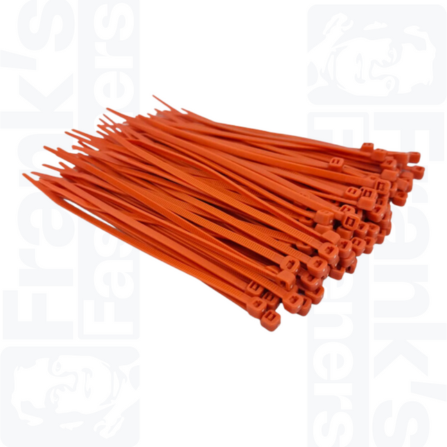 100mm x 2.5mm Orange Cable Ties (Pack of 100)