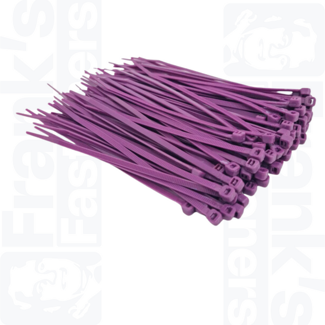 100mm x 2.5mm Purple Cable Ties (Pack of 100)