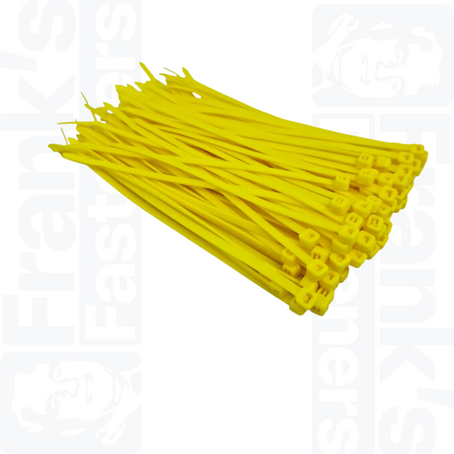 100mm x 2.5mm Yellow Cable Ties (Pack of 100)