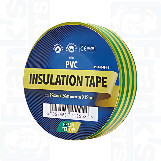 Green/Yellow (Earth) PVC Insulation Tape - 20m x 19mm