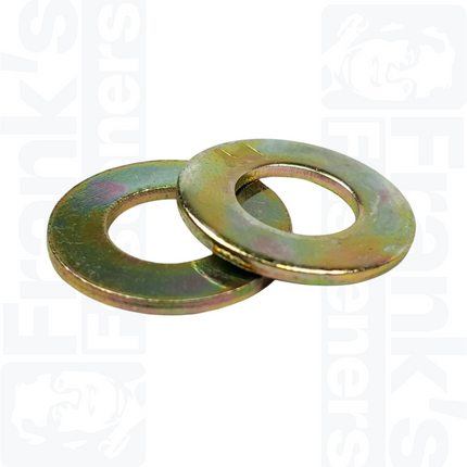M14 Form A Flat Washers DIN 125, Zinc Plated Yellow Passivated