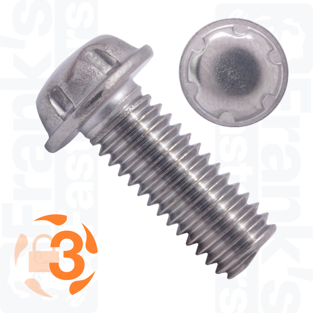 M3 x 6mm Flange Head System Zero® Machine Screw, Stainless Steel A2 (100)