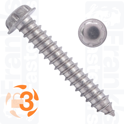 #8 x 1" Flange Head System Zero® Self Tapper, Stainless Steel A2 (100)