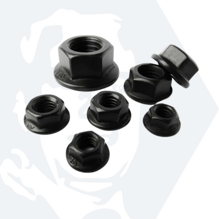 M8 Hexagon Flange Nut (DIN 6923) - Black Stainless Steel (A2)