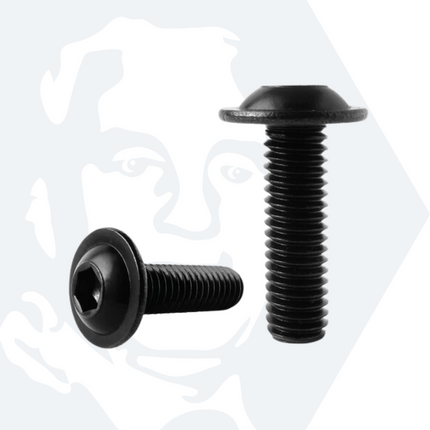 M6 x 30mm Flange Socket Button Screws ISO 7380-2, Black Stainless Steel A2