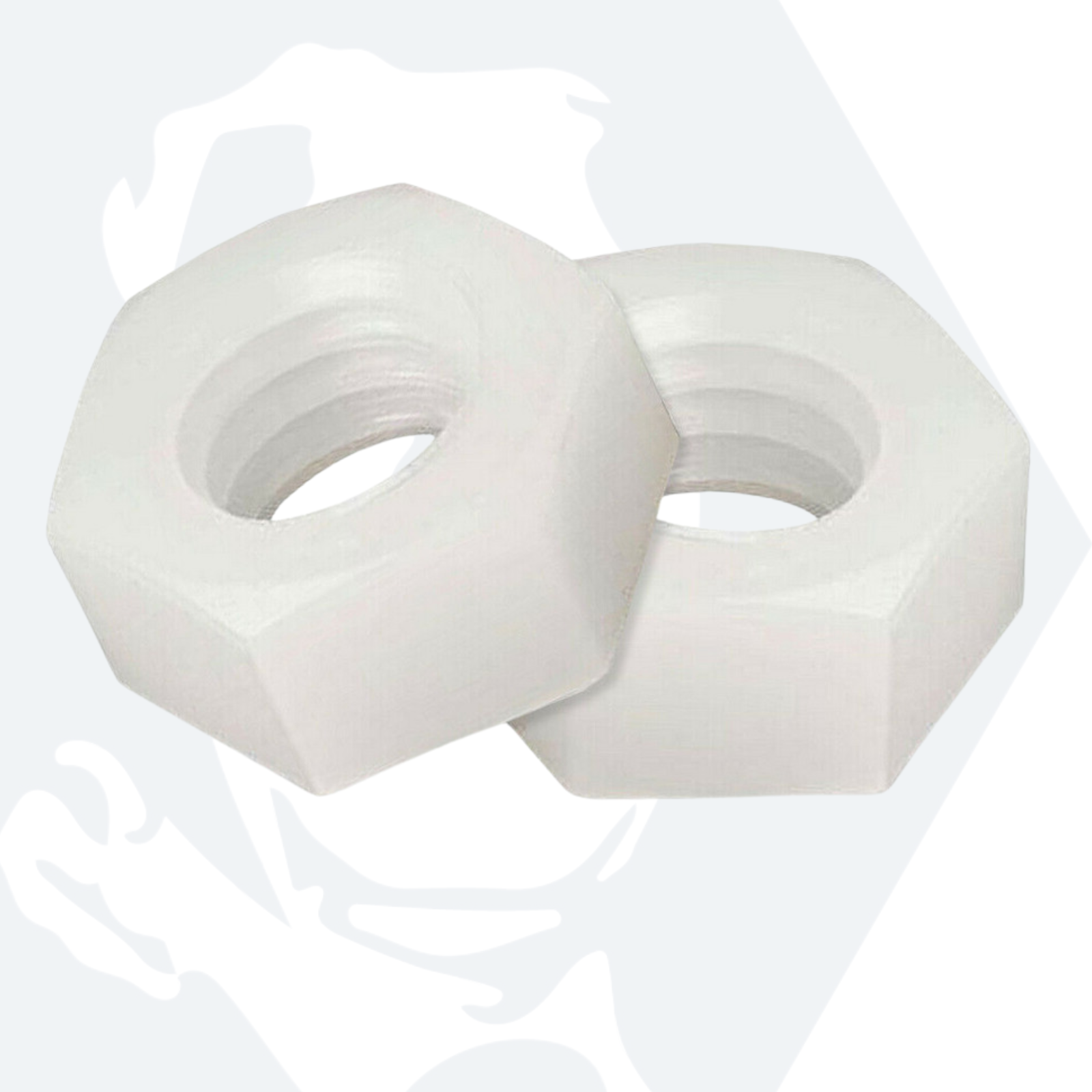White Nylon Hex Full Nuts - Metric Sizes M4 M5 M6 M8 M10 M12 M16, DIN 934 Standard, Plastic Fasteners