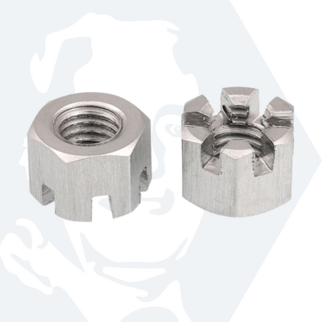 M8 Hexagon Slotted Castle Nut (DIN 935) - Stainless Steel (A2)