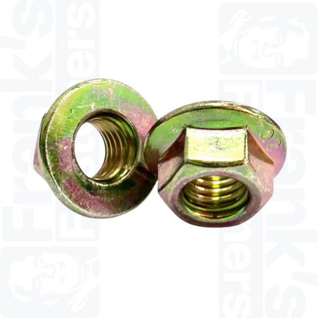 M12 Hexagon Flange Nut DIN 6923, Zinc Plated Yellow Passivated