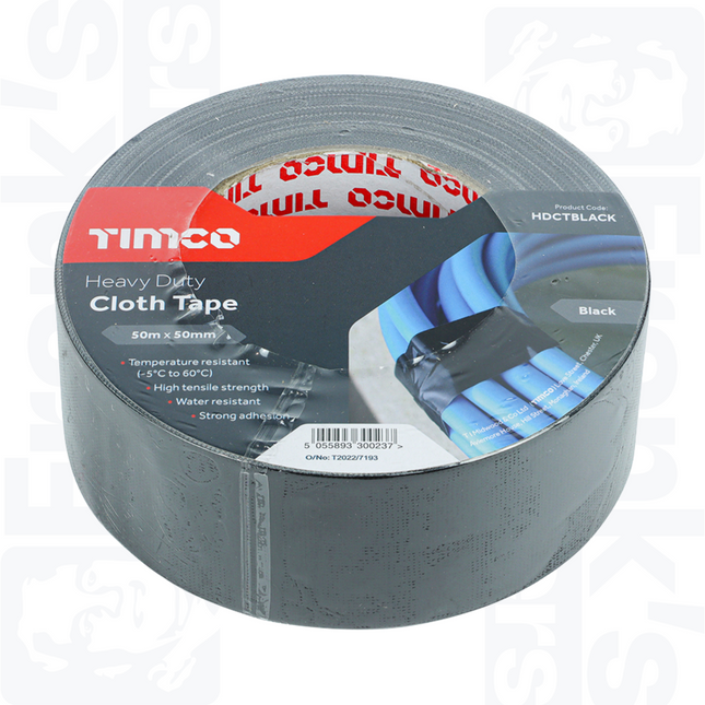 Black Heavy Duty Cloth Tape, 50mm x 50m