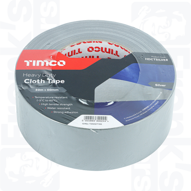 Silver Heavy Duty Cloth Tape, 50mm x 50m