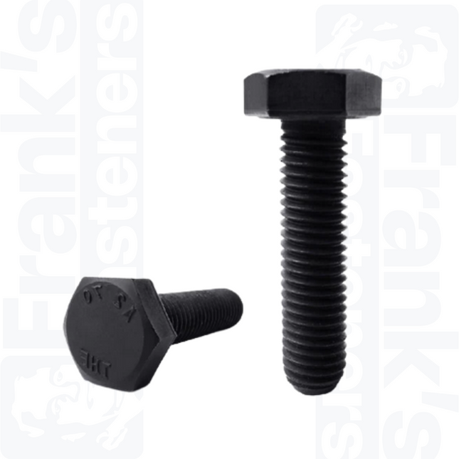 M5 x 12mm Fully Threaded Metric Hexagon Head Bolt DIN 933, Black Stainless Steel A2