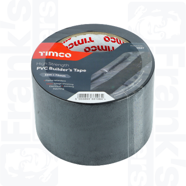 33m x 75mm Black High Strength PVC Builder's Tape