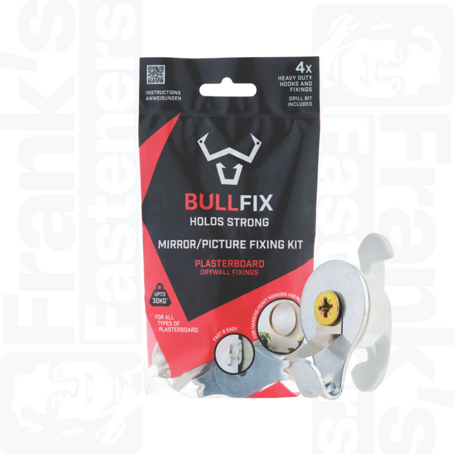 Bullfix Mirror/Picture Heavy Duty Plasterboard Fixings, Pack of 4
