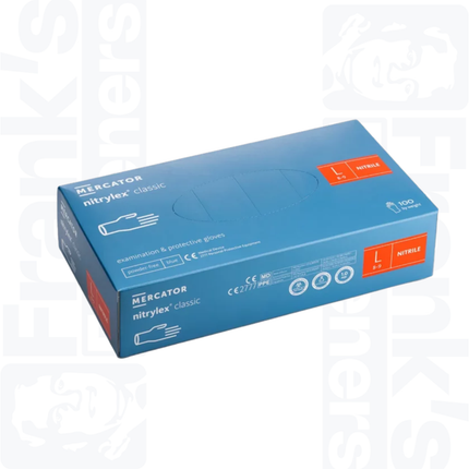 Size 10/Extra Large Mercator Nitrylex Blue Nitrile Disposable Gloves, Box of 100