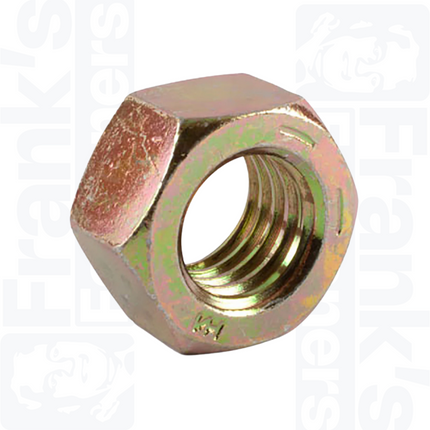 M8 (1mm Fine Pitch) Hexagon Nuts DIN 934, Zinc Plated Yellow Passivated