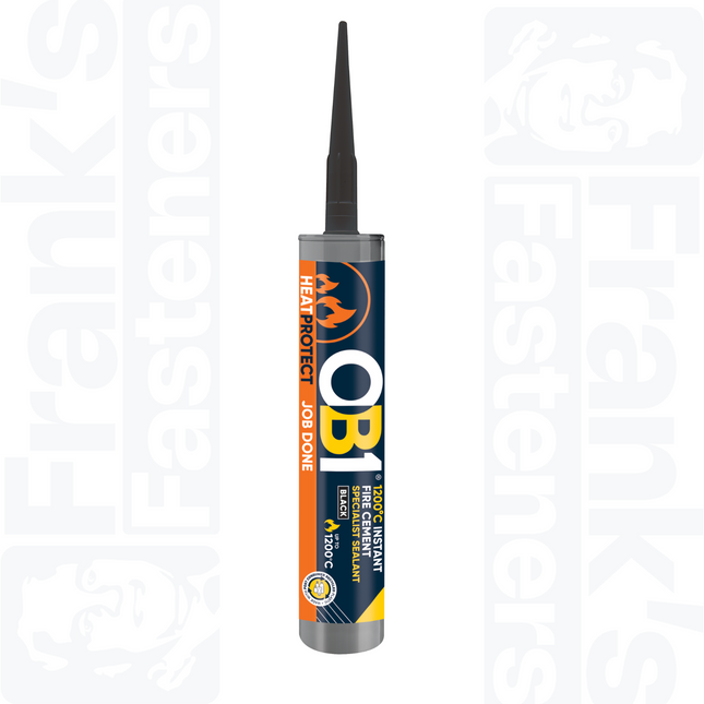 OB1 Heat Protect Instant Fire Cement 1200°C Specialist Sealant, Black 310ml