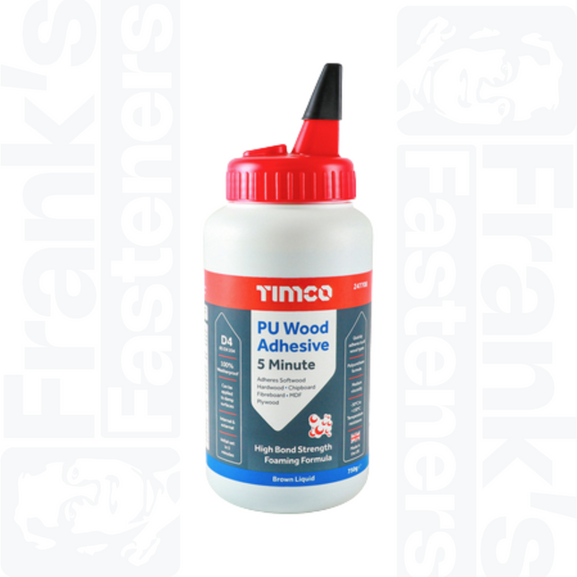 PU Wood Adhesive 30 Minute Liquid 750g, Brown