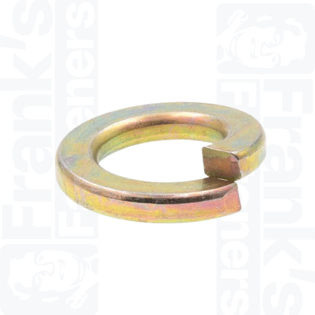 M10 Spring Washers Rectangular DIN 127B, Zinc Plated Yellow Passivated