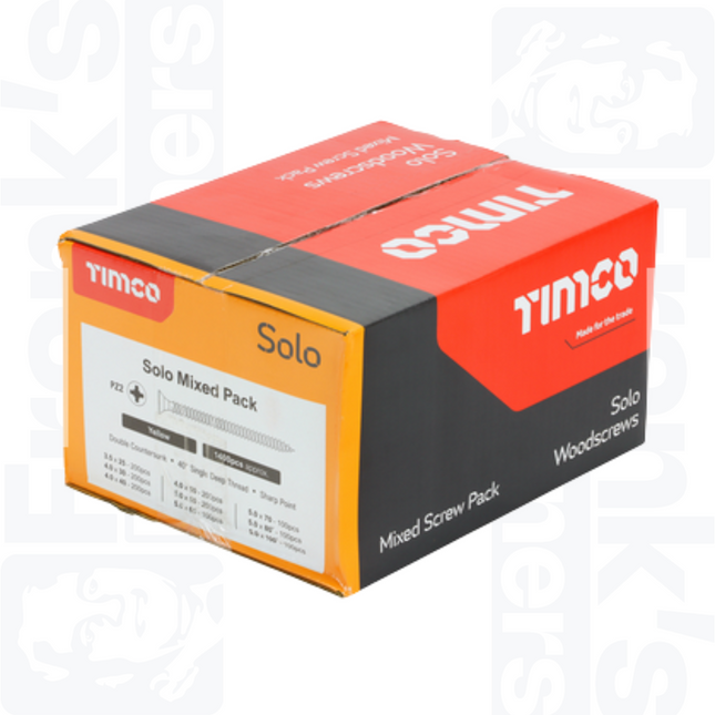 Solo Mixed Pack Chipboard & Woodscrews PZ Double Countersunk, Yellow