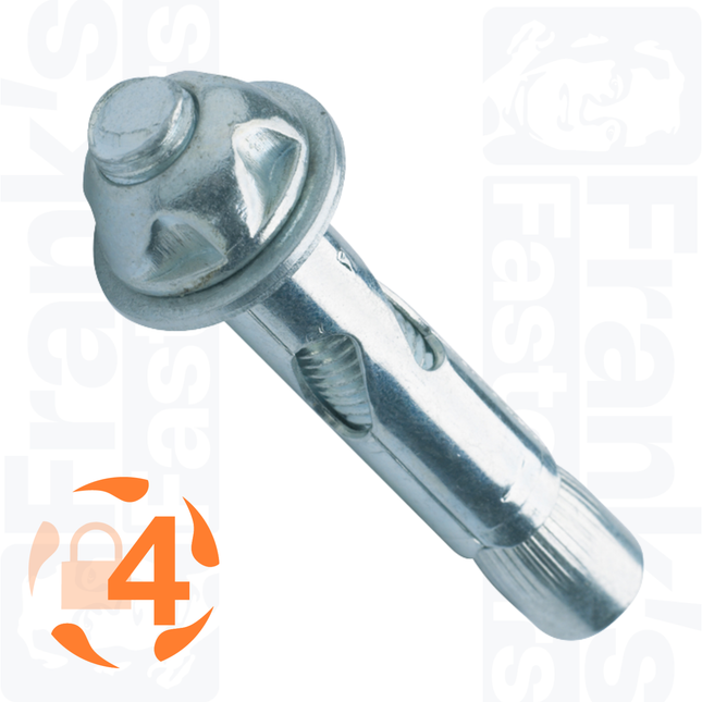 M10 x 60mm Kinmar™ Removable Sleeve Anchor, Zinc Plated Steel (50)