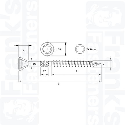 4.0 x 40mm Tiger-Tx Decking Screw, Black Stainless (250)
