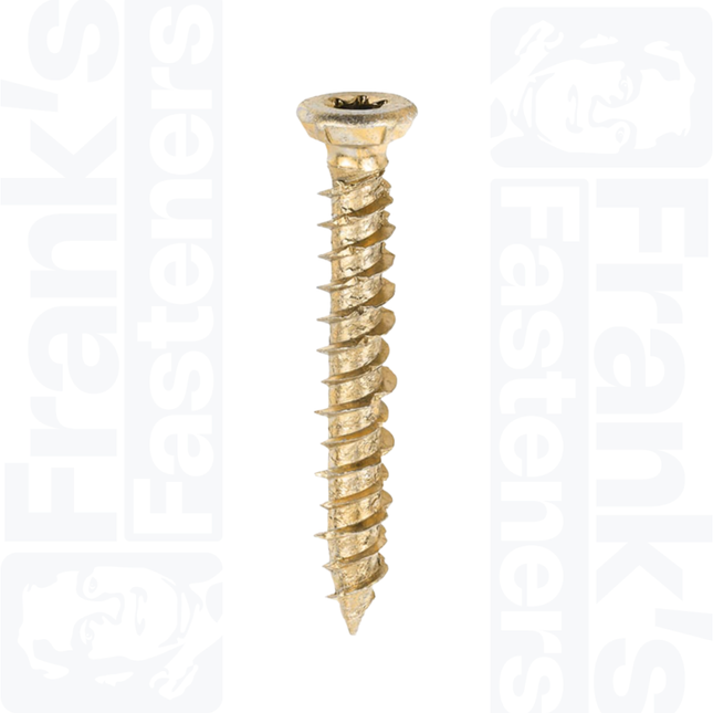 7.5 x 70mm Concrete Screws TX Countersunk, Yellow (100)