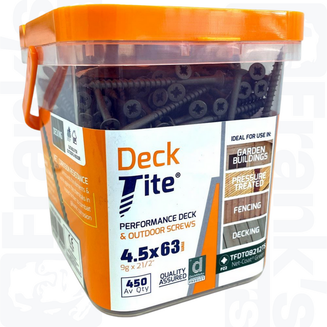 4.5 x 50mm DECK-TITE® Pz Csk Screw, Net-Coat (500)
