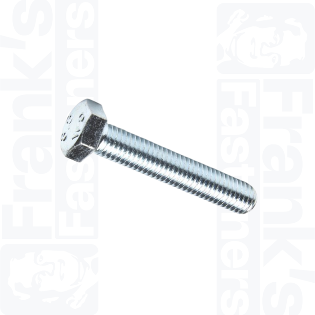 1/4" UNC x 1" Hexagon Screws, Zinc Plated 8.8