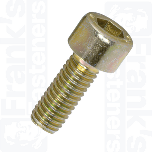 M5 x 12mm Socket Cap Head Screws (DIN 912) - Zinc Plated Yellow Passivated (8.8)