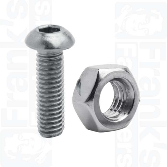 M8 x 40mm Socket Button/Nut A2 Stainless (10 Pack)