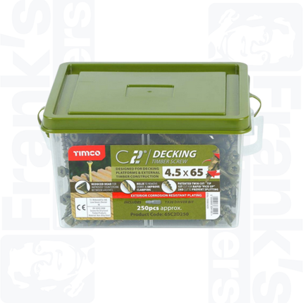4.5 x 65mm C2 Deck-Fix TX Countersunk with Ribs, Green (1000)