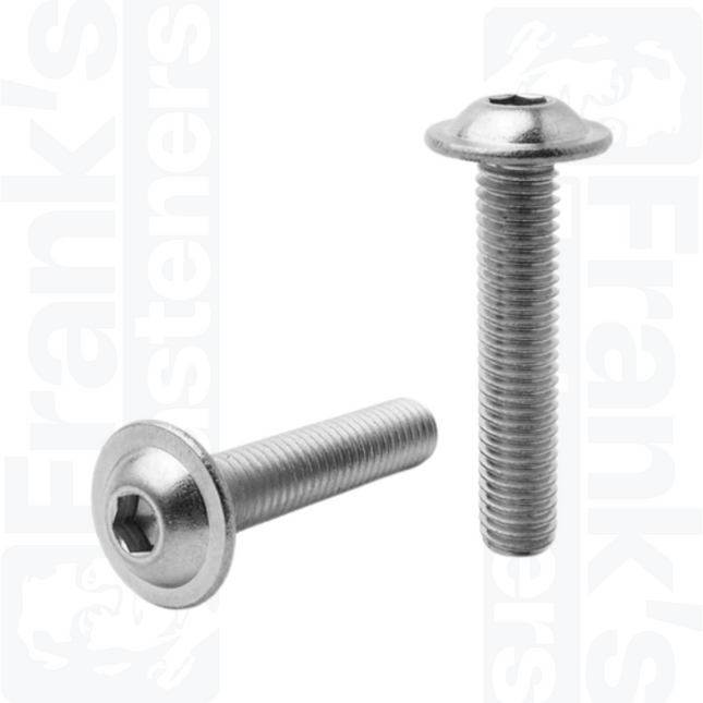 M8 x 60mm Flange Socket Button Screws ISO 7380-2, Stainless Steel A2