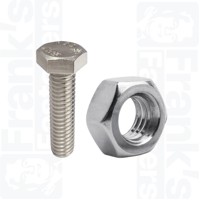 M8 x 40mm Full Thread Hexagon Bolts/Nut A2 Stainless (10 Pack)