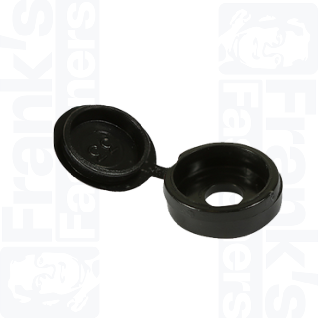 Large 5mm to 6mm Screw Hinged Screw Caps, Black